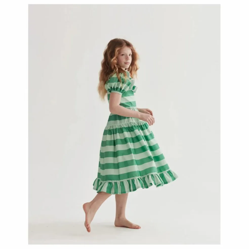 Robe Rayée Popeline de Coton | Vert