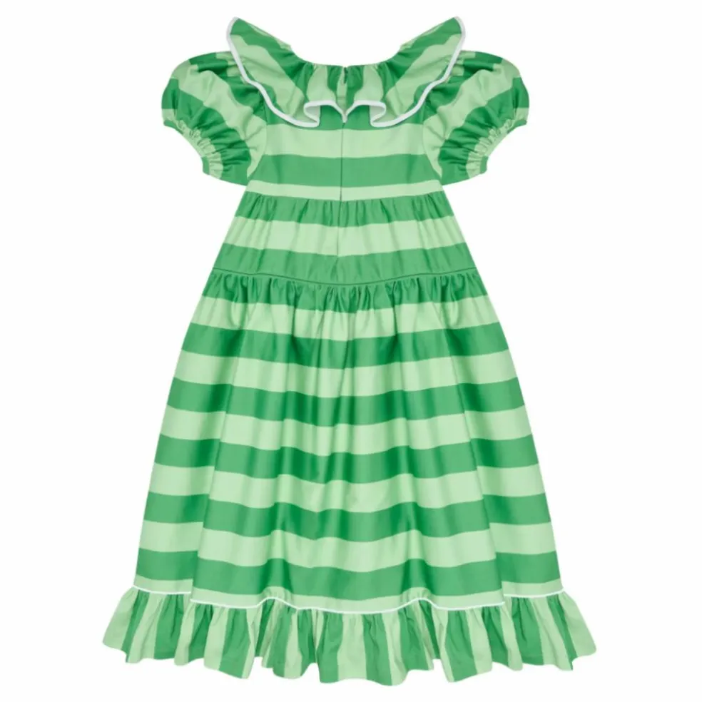 Robe Rayée Popeline de Coton | Vert