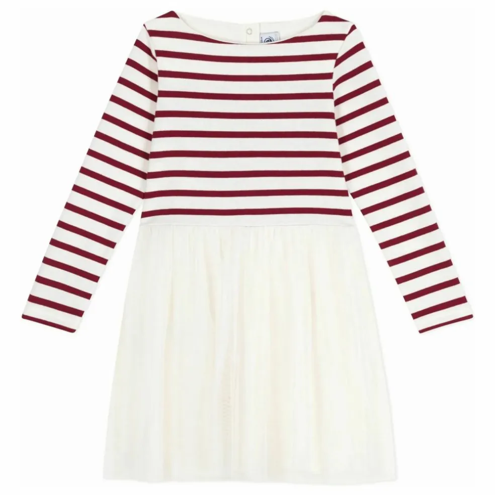 Robe Rayée Tulle | Ecru