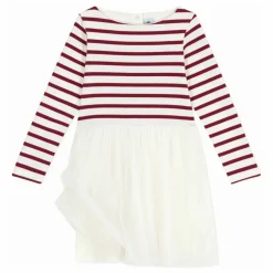 Robe Rayée Tulle | Ecru