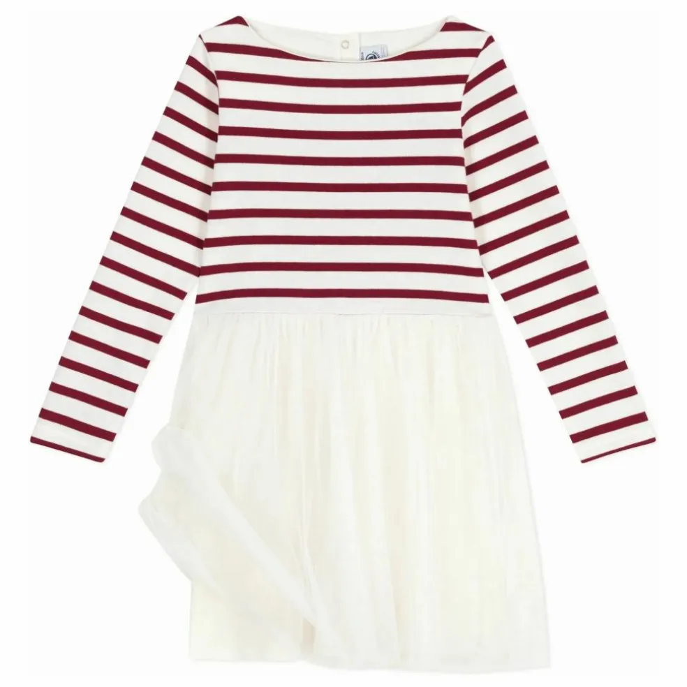 Robe Rayée Tulle | Ecru