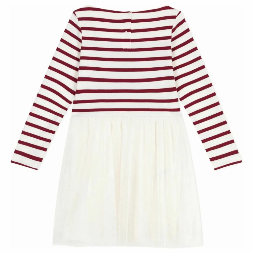 Robe Rayée Tulle | Ecru