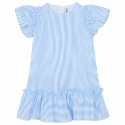 Robe Rayée Volants | Bleu