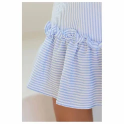 Robe Rayée Volants | Bleu