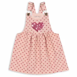 Robe Salopette Nola Cœurs Coton Bio | Rose
