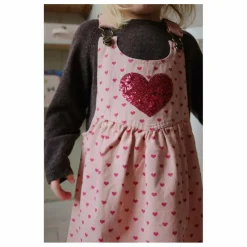 Robe Salopette Nola Cœurs Coton Bio | Rose