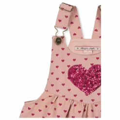 Robe Salopette Nola Cœurs Coton Bio | Rose