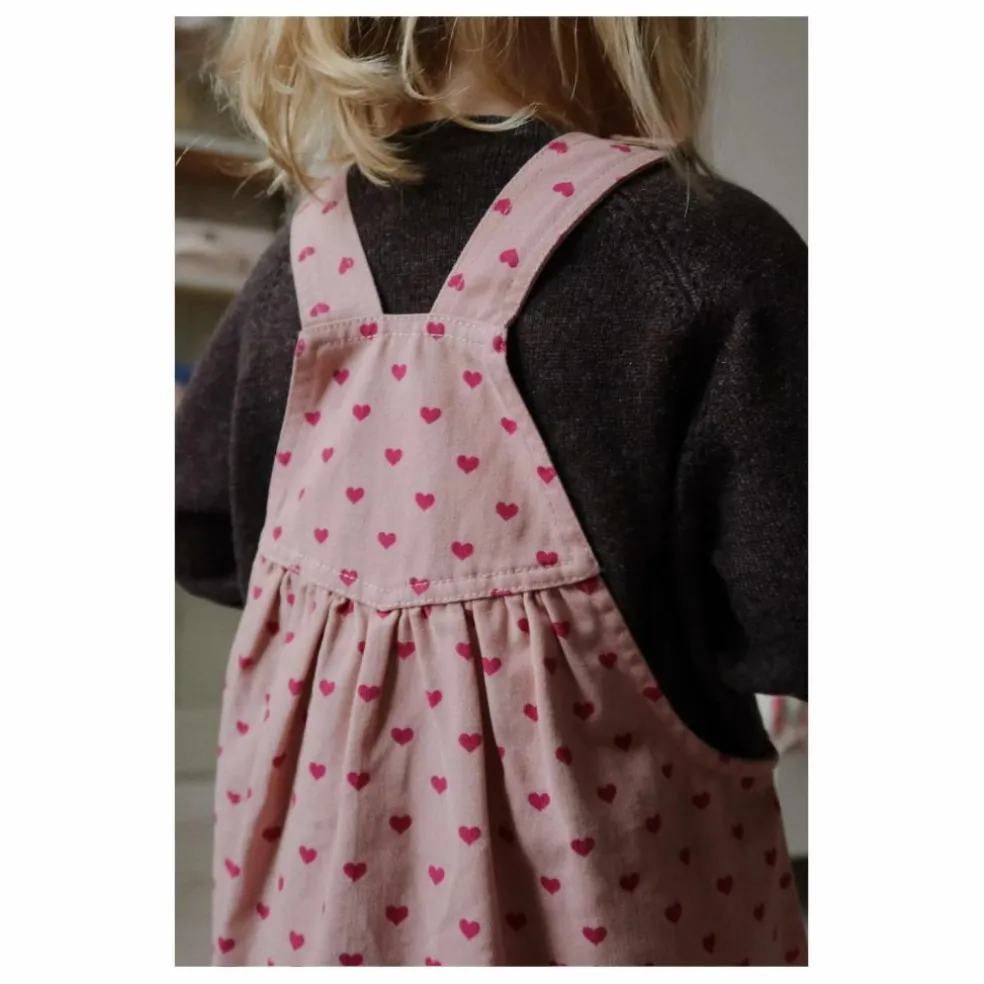 Robe Salopette Nola Cœurs Coton Bio | Rose