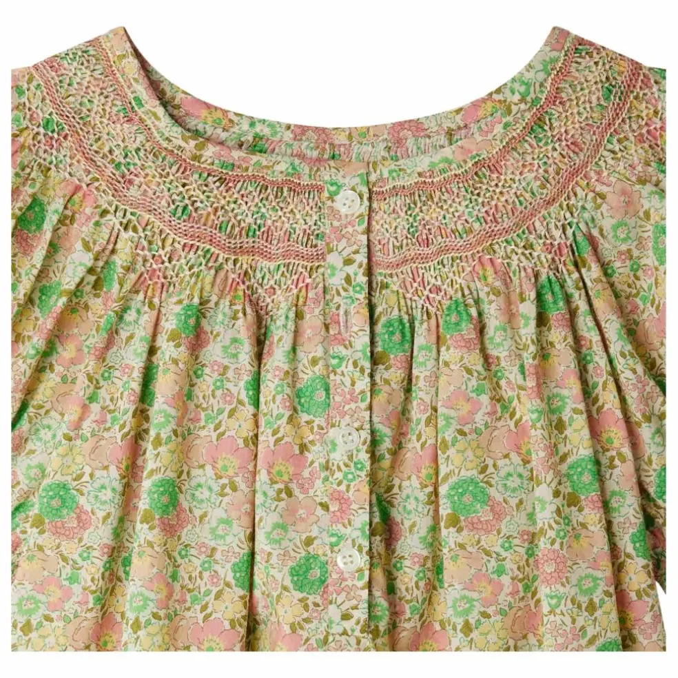Robe Smockée Jarah Liberty Coton Bio | Ecru