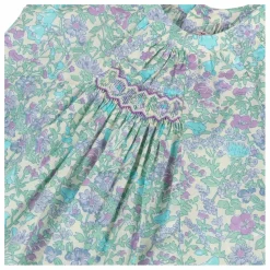 Robe Smockée Pais Liberty Coton Bio | Vert d'eau