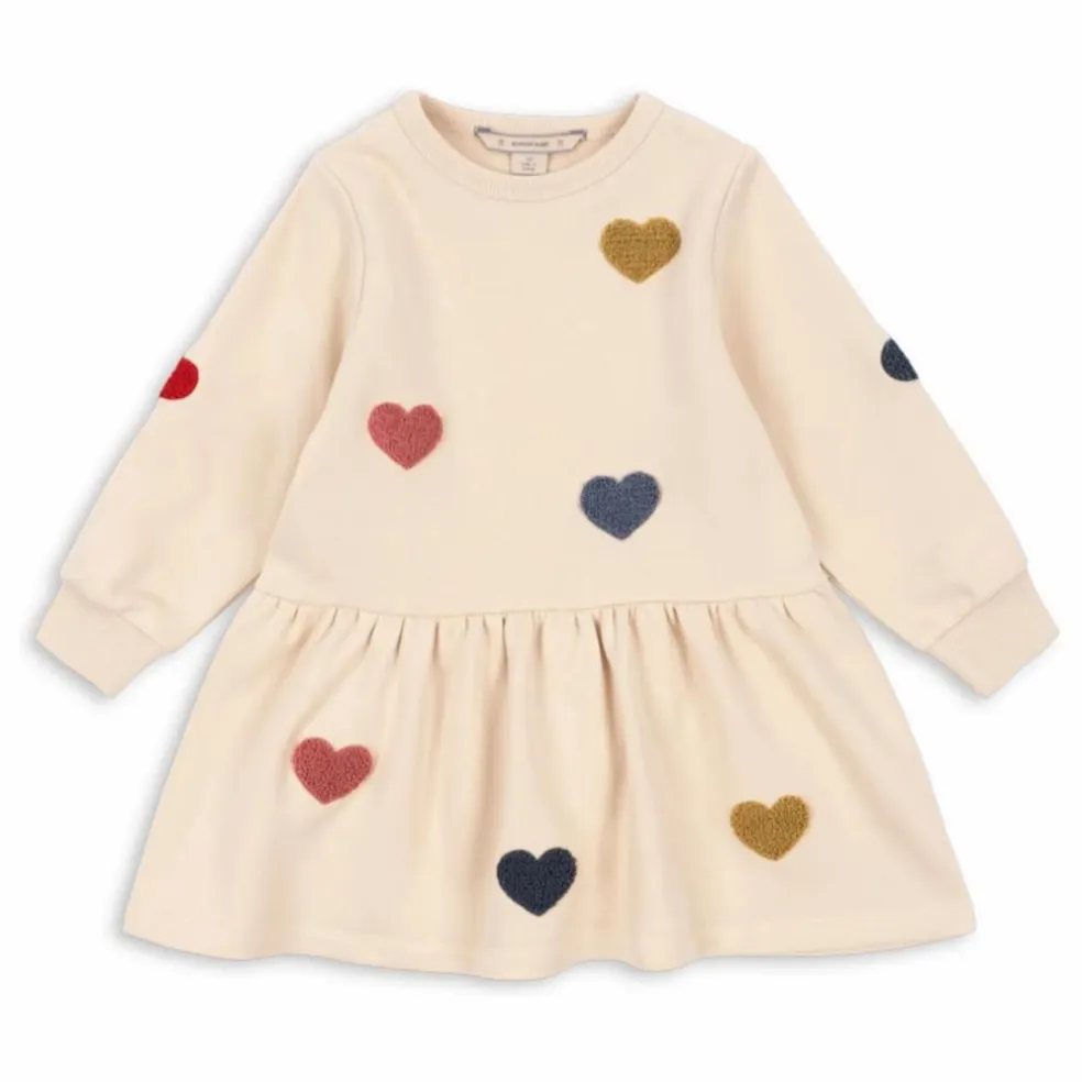 Robe Sweat Lou Cœurs Coton Bio | Rose pêche