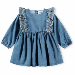 Robe Volants Carlene Arc-en-ciel Coton Bio | Bleu jean