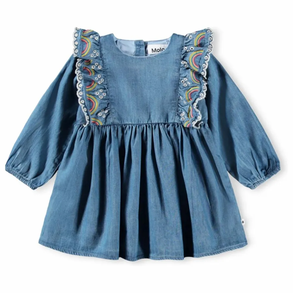 Robe Volants Carlene Arc-en-ciel Coton Bio | Bleu jean