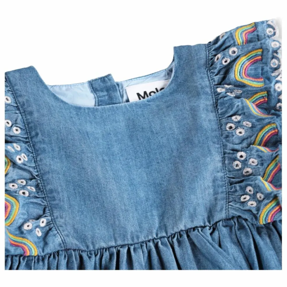 Robe Volants Carlene Arc-en-ciel Coton Bio | Bleu jean