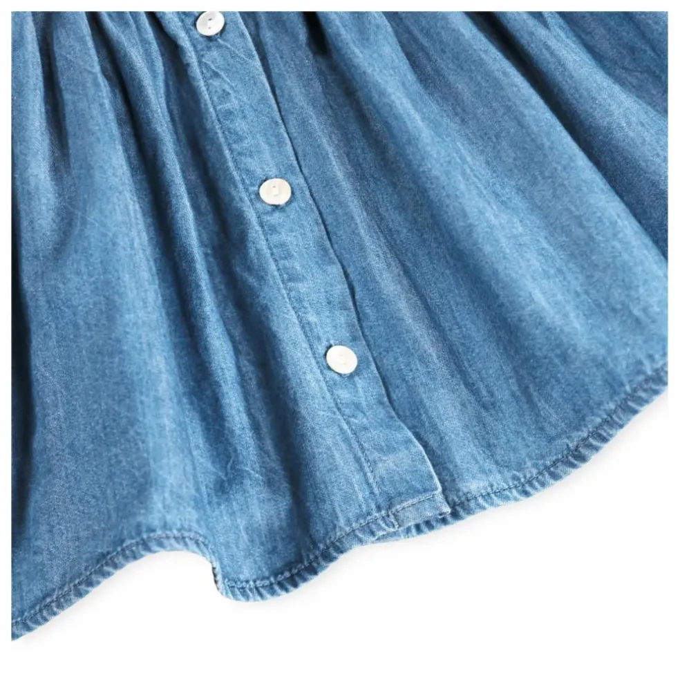 Robe Volants Carlene Arc-en-ciel Coton Bio | Bleu jean