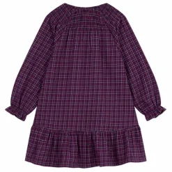 Robe Volants Carreaux Coton Bio | Bleu marine