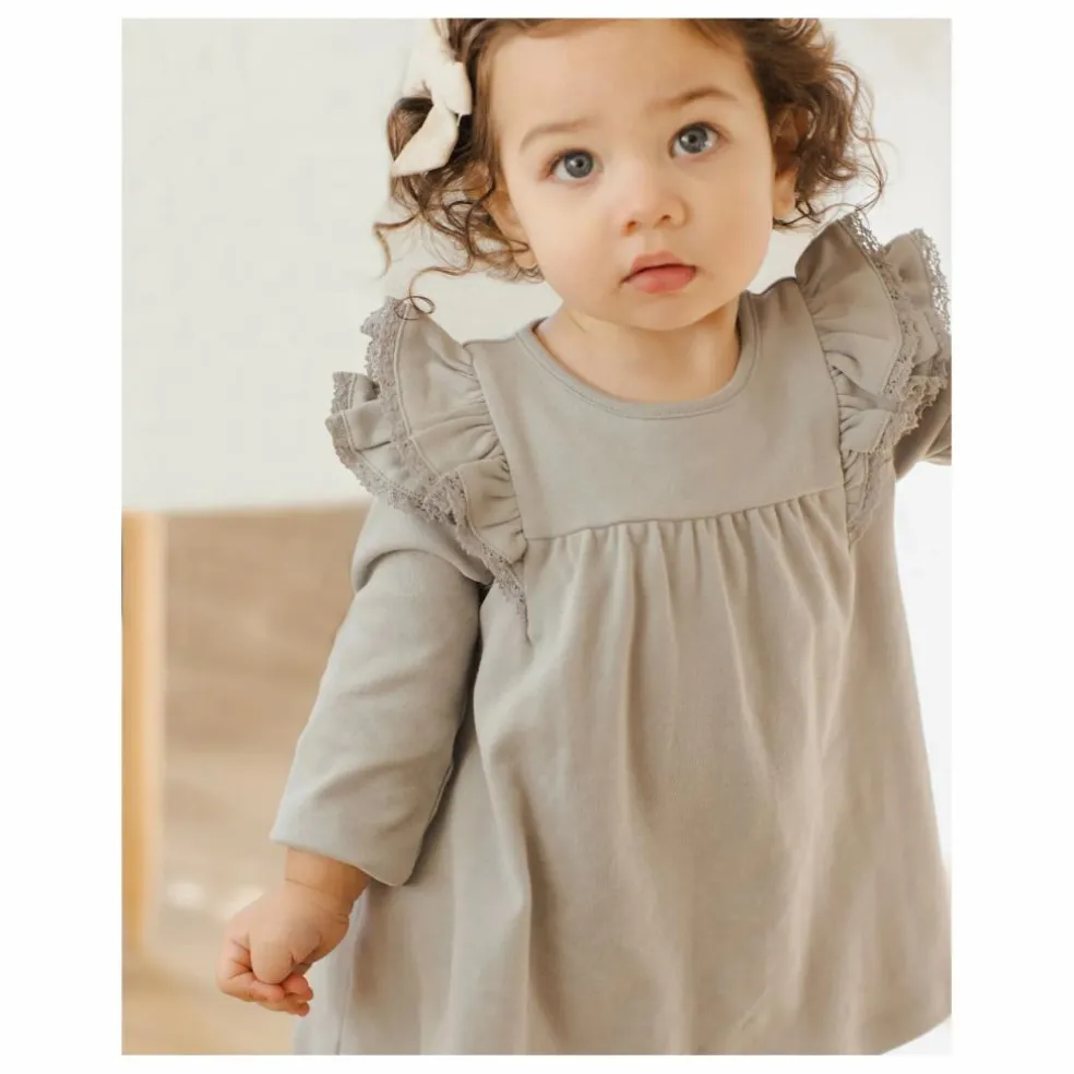 Robe Volants Coton Bio | Bleu gris
