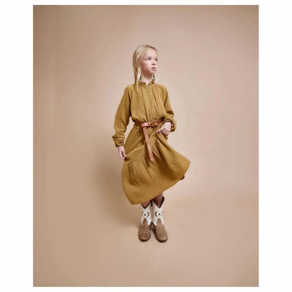Robe Volants Gaze de Coton Bio | Ocre