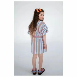 Robe Volants Rayures Tencel | Blanc
