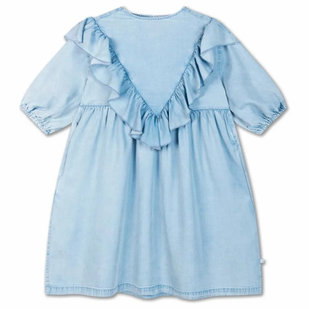 Robe Volants Tencel | Bleu Clair