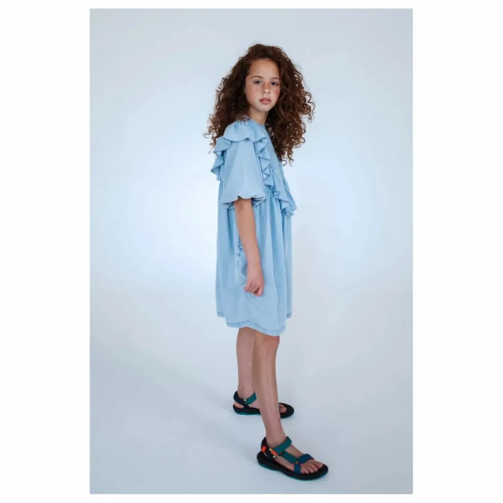Robe Volants Tencel | Bleu Clair