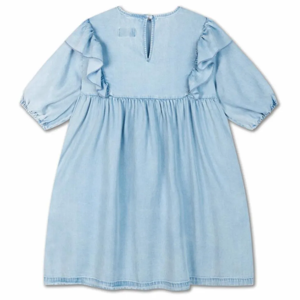 Robe Volants Tencel | Bleu Clair