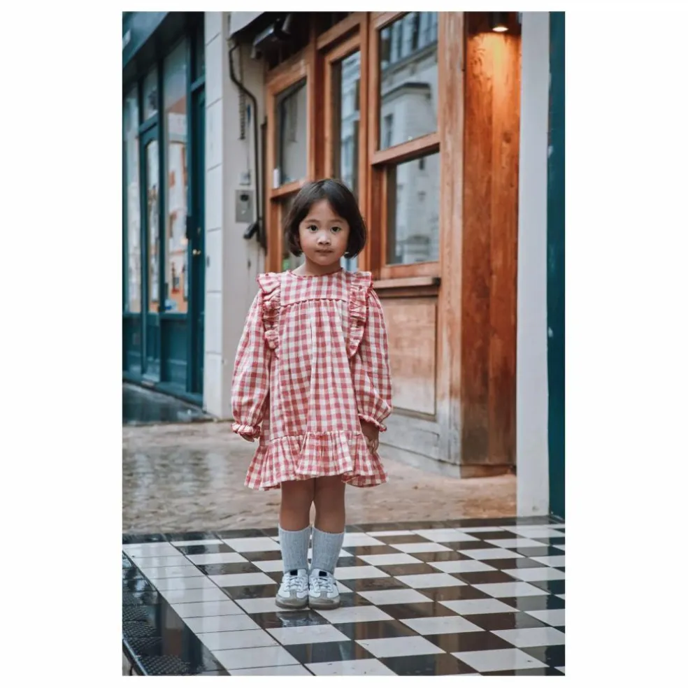 Robe Volants Vichy | Rose