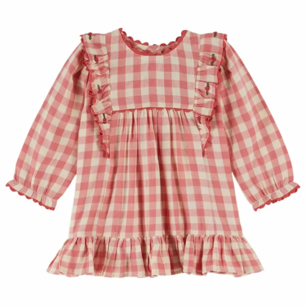Robe Volants Vichy | Rose