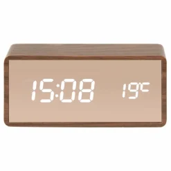 Réveil LED Copper en bois | Noyer
