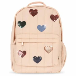 Sac à Dos Matelassé Juno Coeurs Brodés | Rose pâle