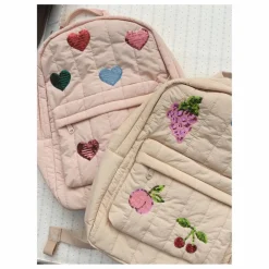 Sac à Dos Matelassé Juno Coeurs Brodés | Rose pâle