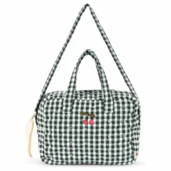 Sac à langer pour poupée Vichy | Vert foncé