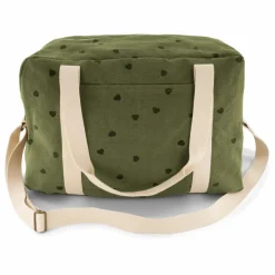 Sac à langer Raphaël imprimé cœurs | Vert kaki