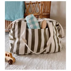 Sac à langer Raphaël rayé | Olive