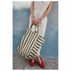 Sac cabas rayé Elisa | Olive
