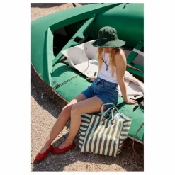 Sac cabas rayé Elisa | Olive