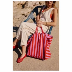 Sac cabas rayé Elisa | Rouge