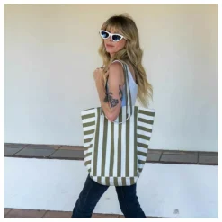 Sac cabas rayée Elisabeth | Olive