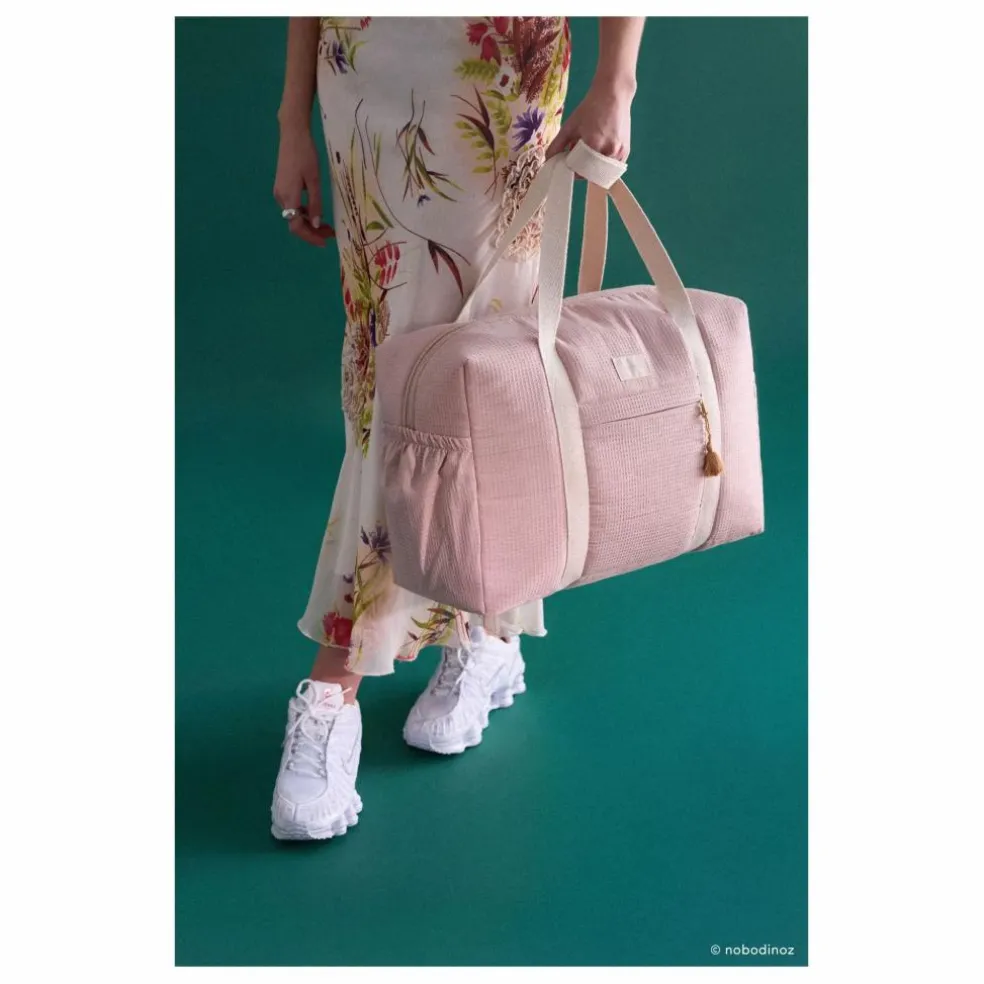 Sac de maternité imperméable en coton bio Opéra | Rose pâle