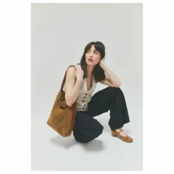 Sac Le Enzo Cran Velours | Tabac