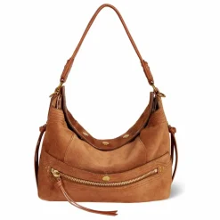 Sac Lucky Hobo Croûte Velours | Caramel