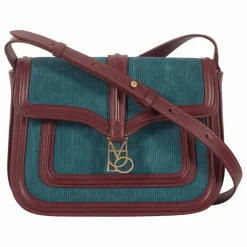 Sac Noah Velours Côtelé et Cuir | Bleu pétrole