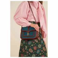 Sac Noah Velours Côtelé et Cuir | Bleu pétrole