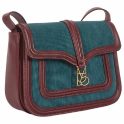 Sac Noah Velours Côtelé et Cuir | Bleu pétrole
