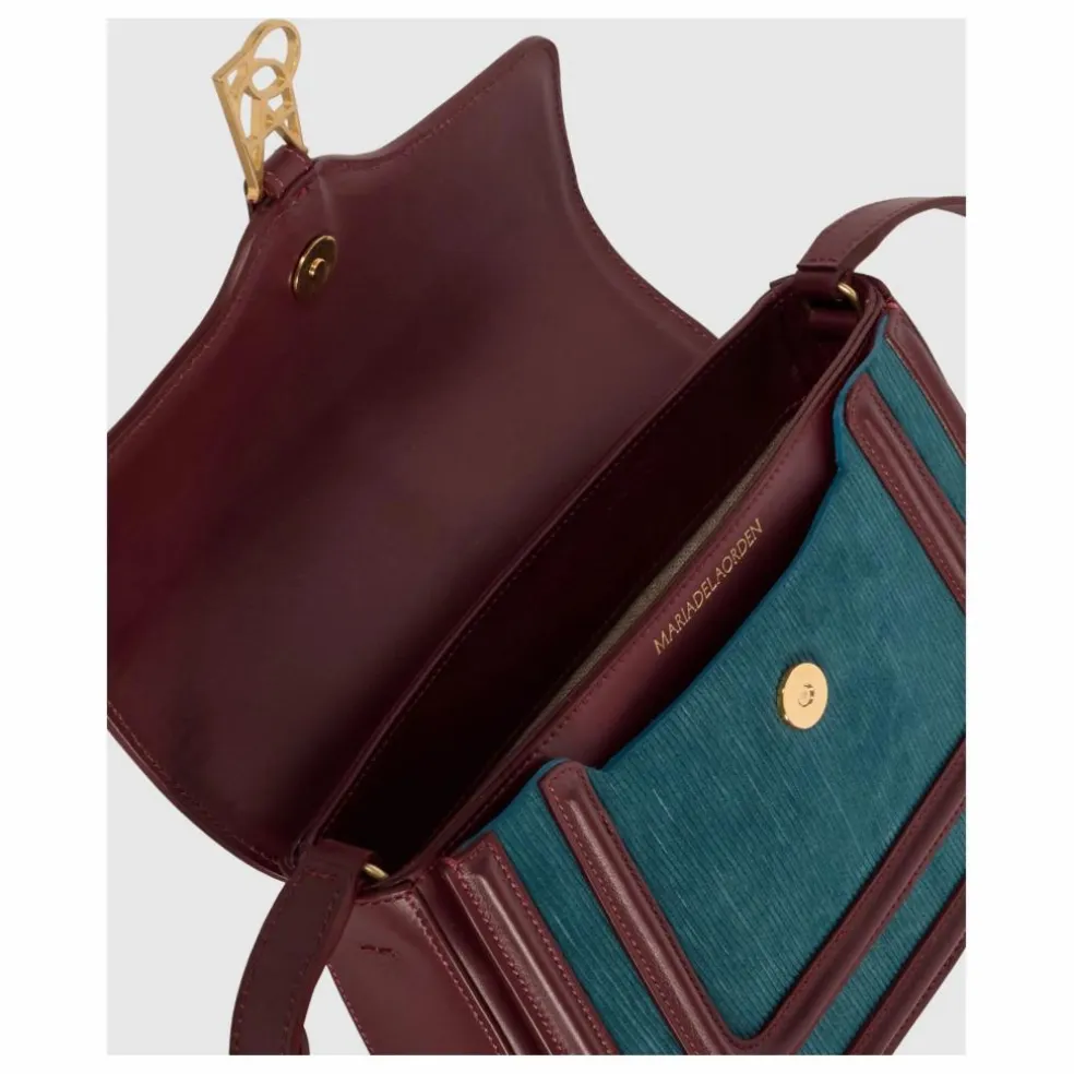 Sac Noah Velours Côtelé et Cuir | Bleu pétrole