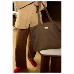 Sac week-end à rayures en coton | Café