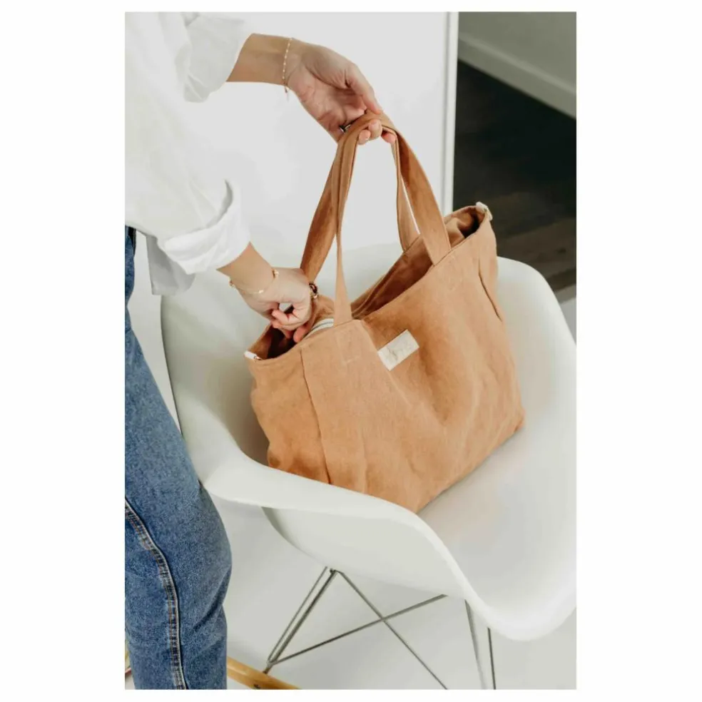 Sac zippé en lin | Terracotta