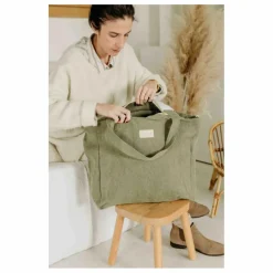 Sac zippé en lin | Vert kaki
