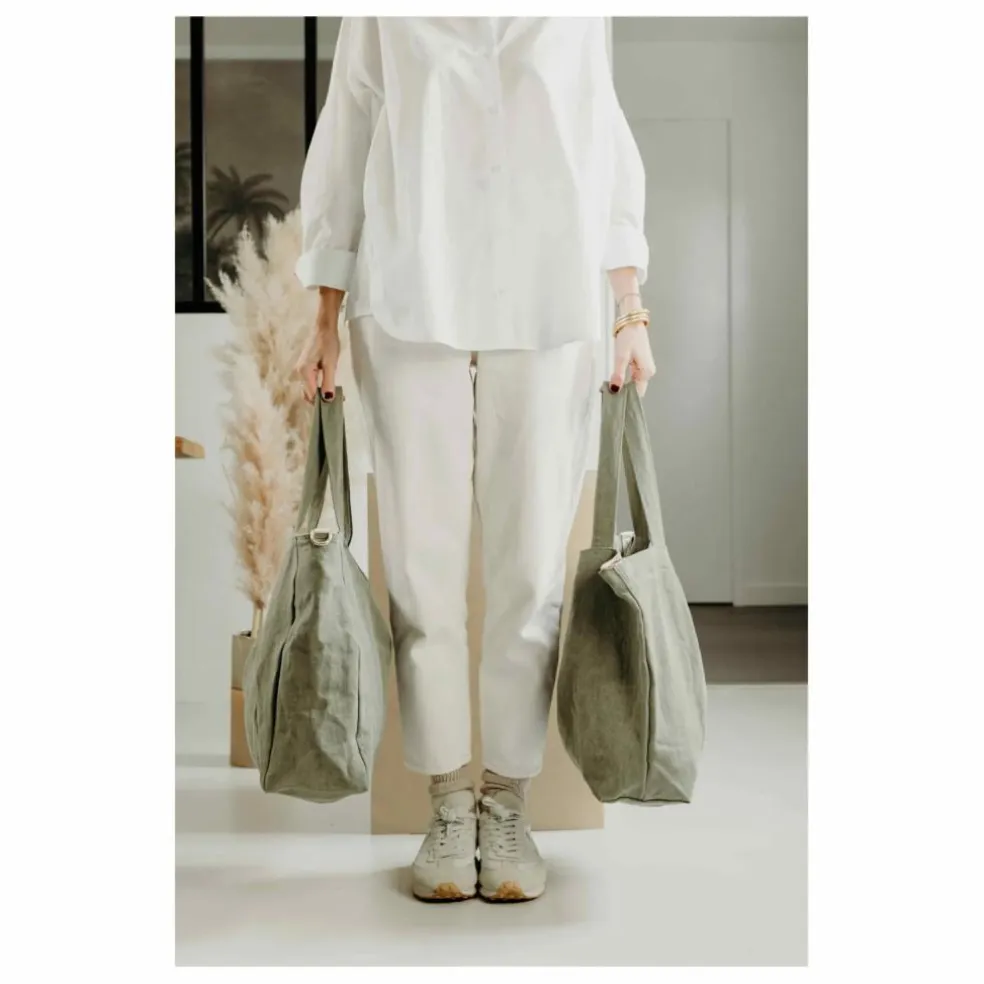 Sac zippé en lin | Vert kaki