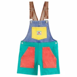 Salopette Colorblock Coton Bio | Turquoise